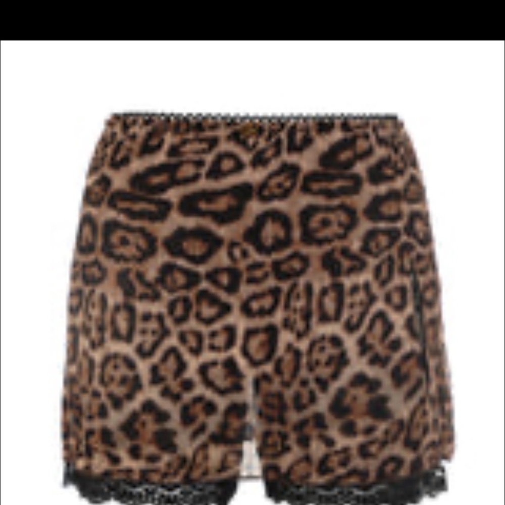 Leopard Print Shorts with Lace Trim